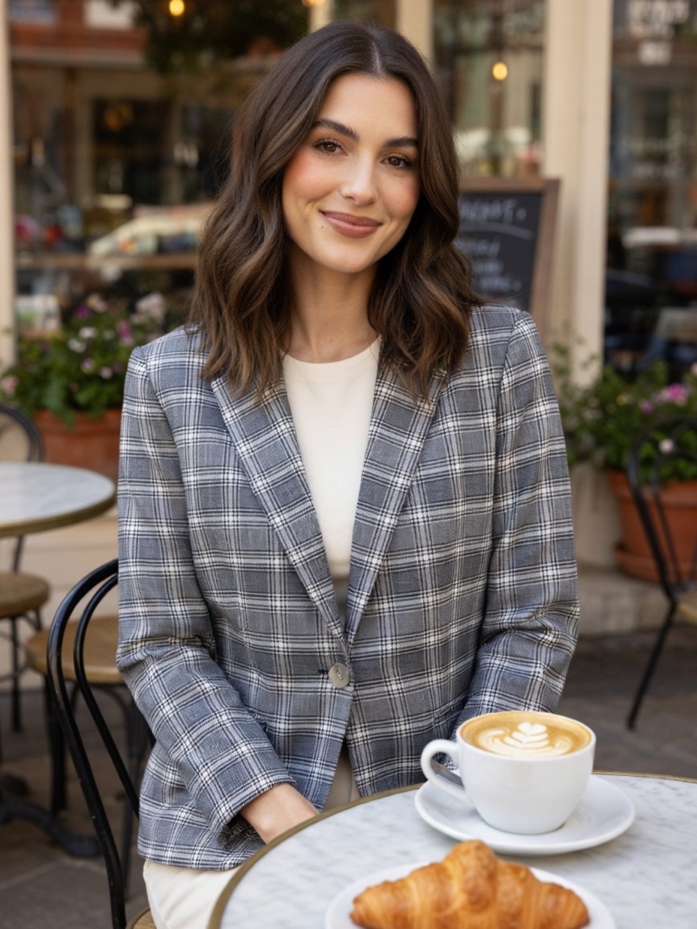 NYCC Women's Gray Plaid Blazer